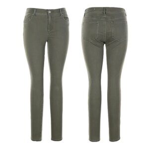 Ann Taylor Curvy Fit Olive Green Skinny Ankle Jeans Size 12 Neutral Classic